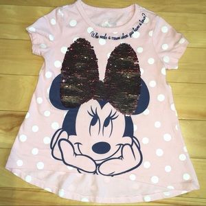 Pink Minnie Mouse Top with Sparkly Bow XXS